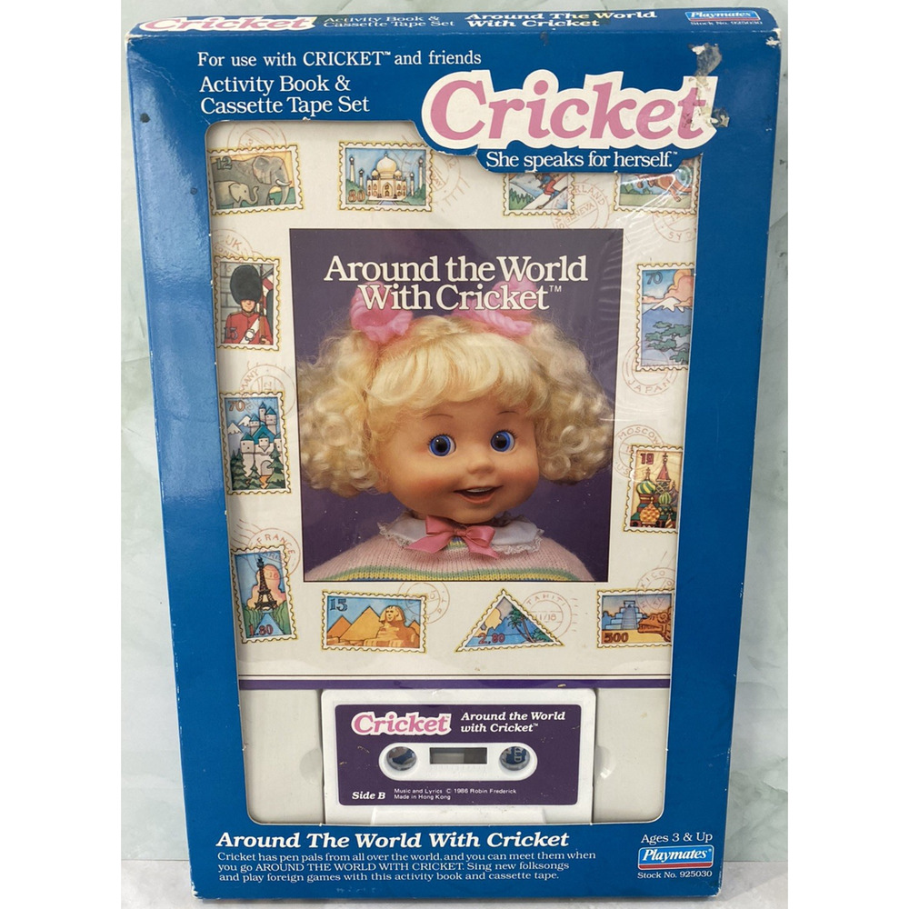 Cricket Book & Cassette Tape Around The World Vintage Talking Girl Doll Toy 1986
